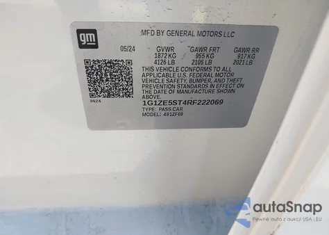 2024 Chevrolet Malibu Fwd 2Lt из США, поврежденный, VIN 1G1ZE5ST4RF222069